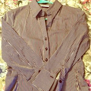 Striped black and white button up New York and co